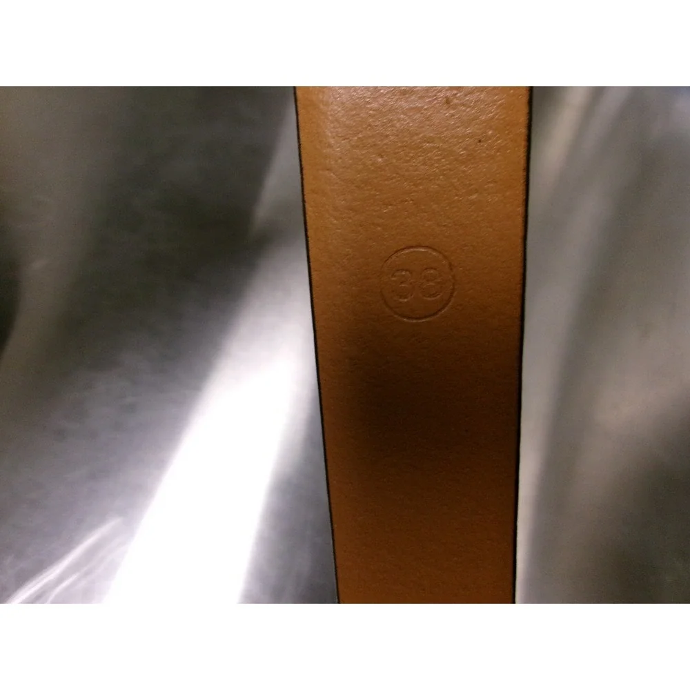 J.Crew Mens 38 Leather Belt Brown Italian Leather Silver Buckle K0966